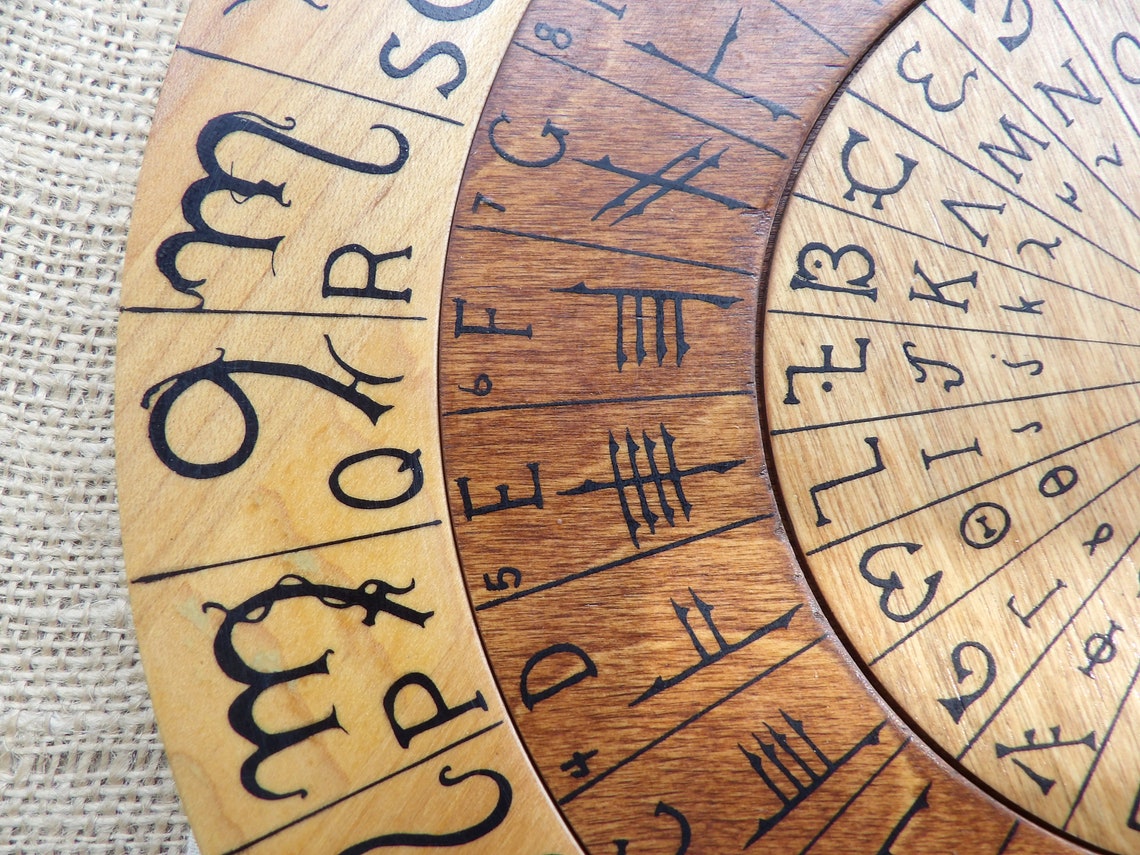 Cypher Wheel Cipher Wheel Wood With Theban Ogham Enochian - Etsy