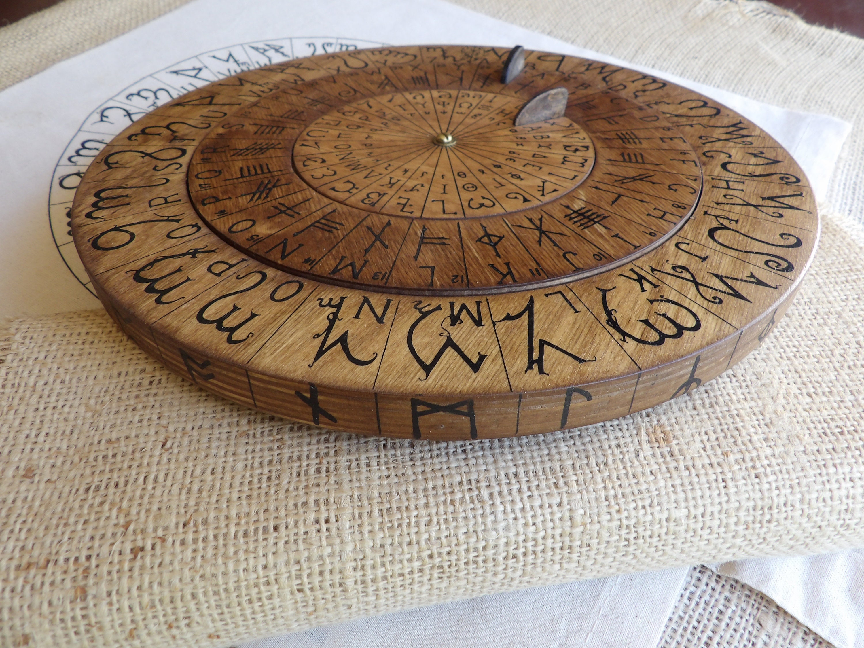 Cypher Wheel Cipher Wheel Theban Ogham Enochian Runes - Etsy UK