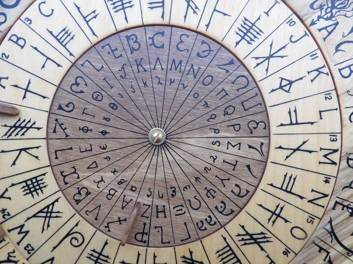 Cipher Wheel Cypher Wheel Wood Theban Ogham Enochian Rune | Etsy