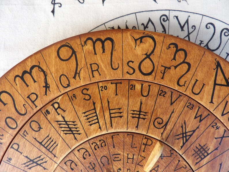 Cypher Wheel Cipher Wheel Theban Ogham Enochian Runes | Etsy