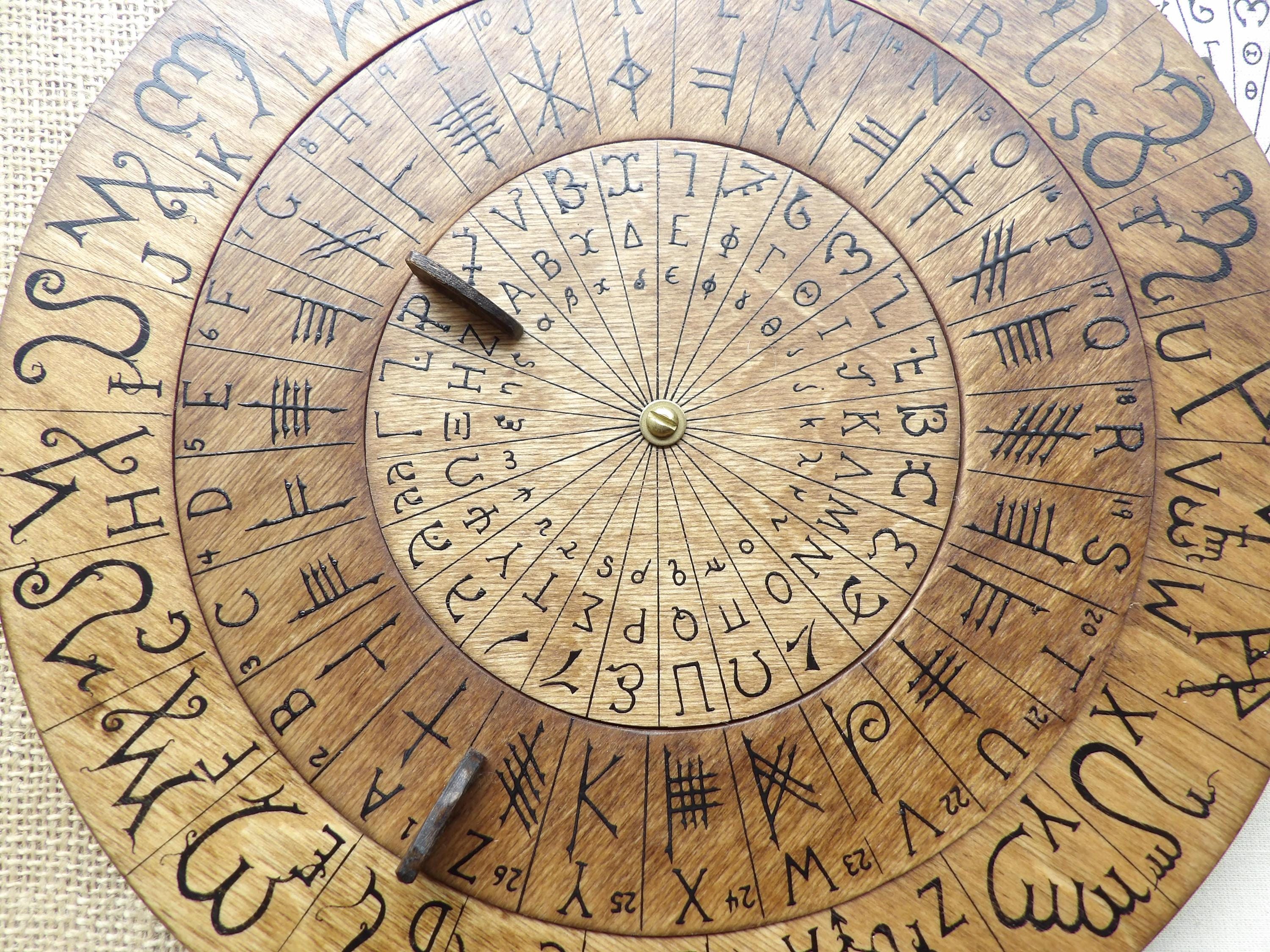Handcrafted Baltic Birch Cypher Wheel: Runes, Theban, Ogham - Etsy UK