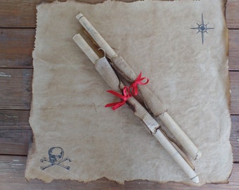 Blank Treasure Map: DIY Aged Paper, Skull & Crossbones (2-Pack)