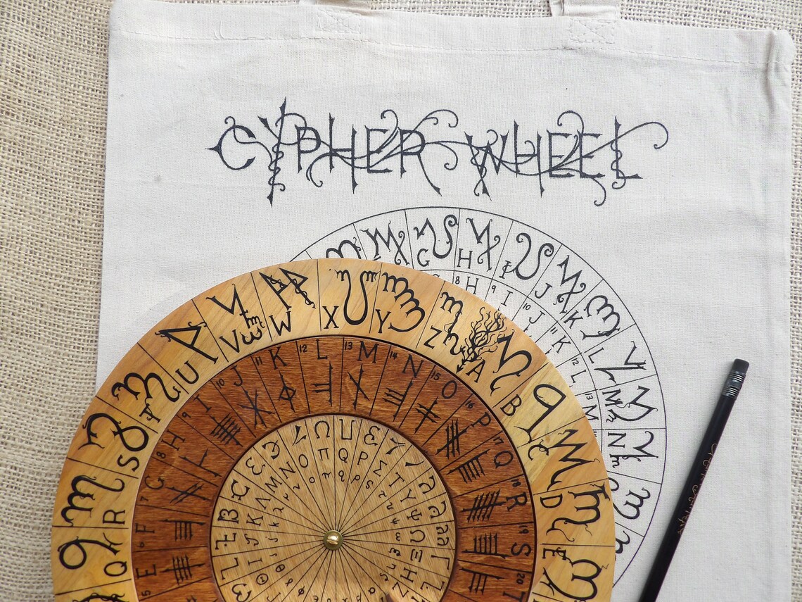 Cypher Wheel Cipher Wheel Wood With Theban Ogham Enochian - Etsy