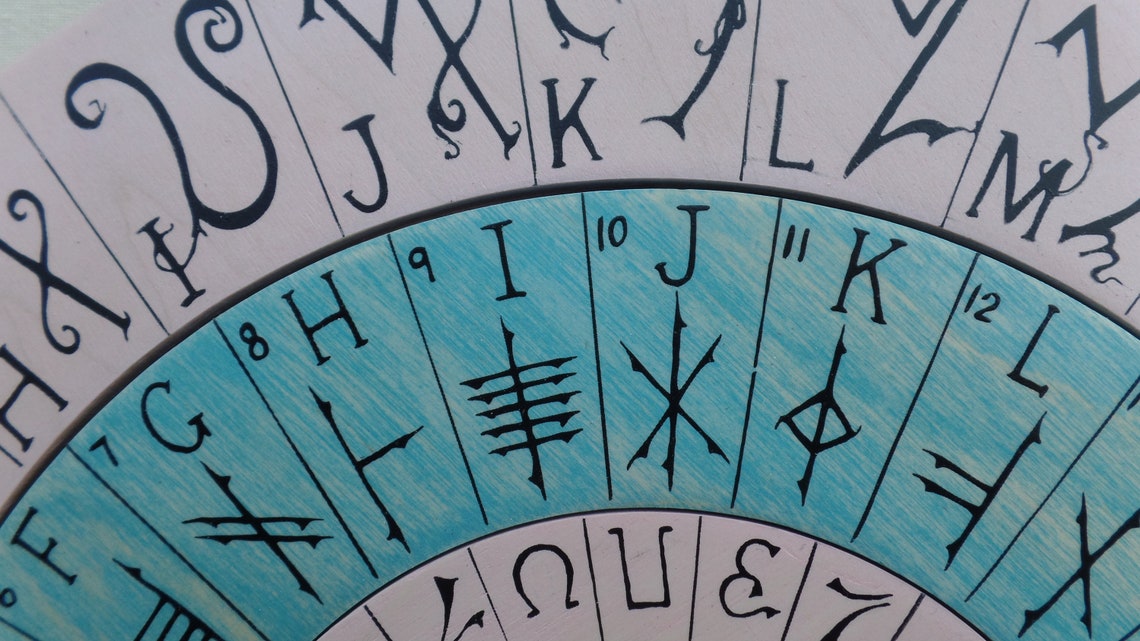 Cypher Wheel Cipher Wheel Wood Theban Ogham Enochian - Etsy