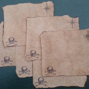 6 cartes au trésor, à remplir vous-même, carte au trésor vierge, papier vieilli, tête de mort, os croisés, carte de pirate, amusante pour les enfants, 21,6 x 30,5 cm.