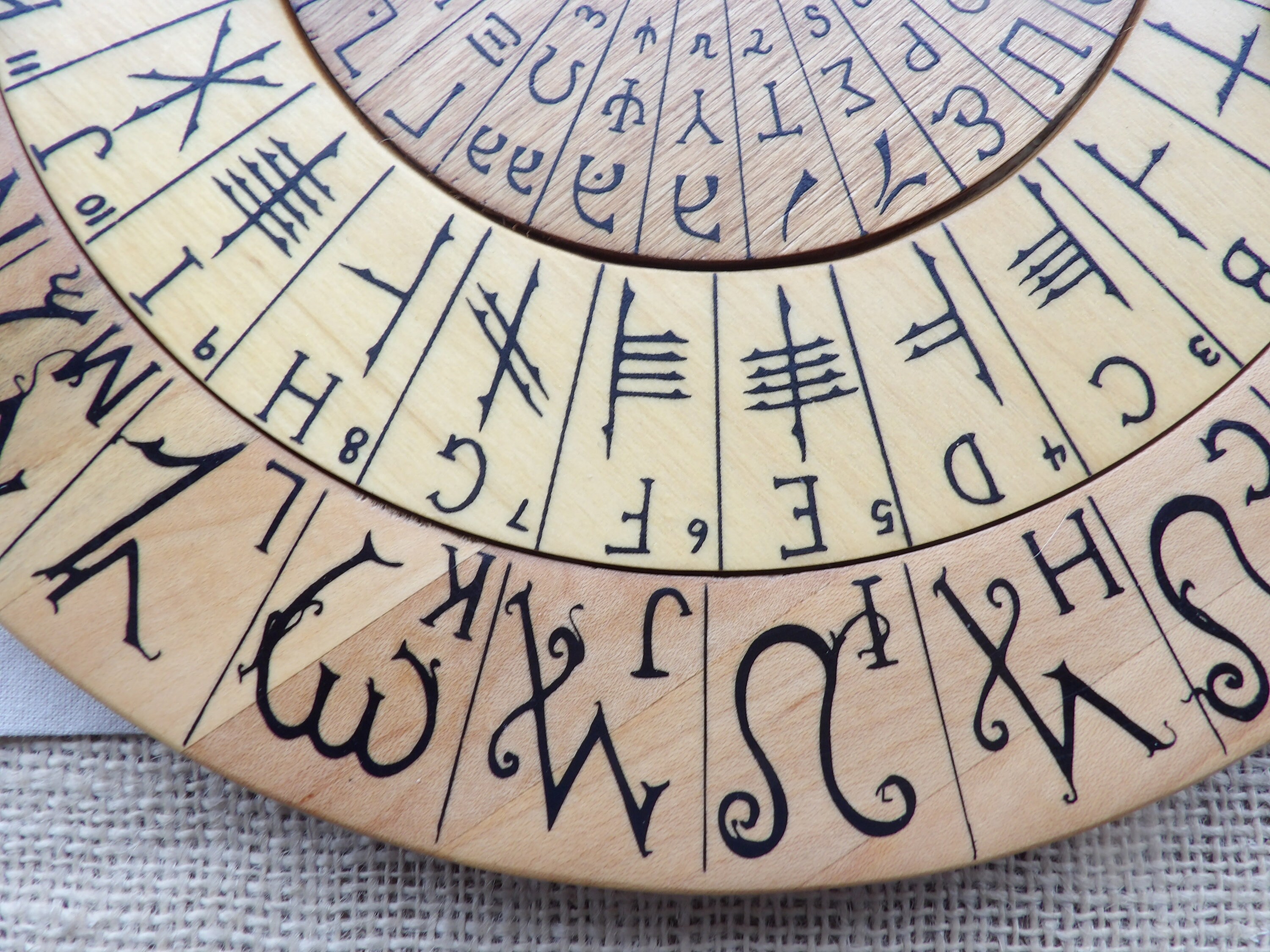 Cypher Wheel Cipher Wheel Wood Theban Ogham Enochian &amp; | Etsy