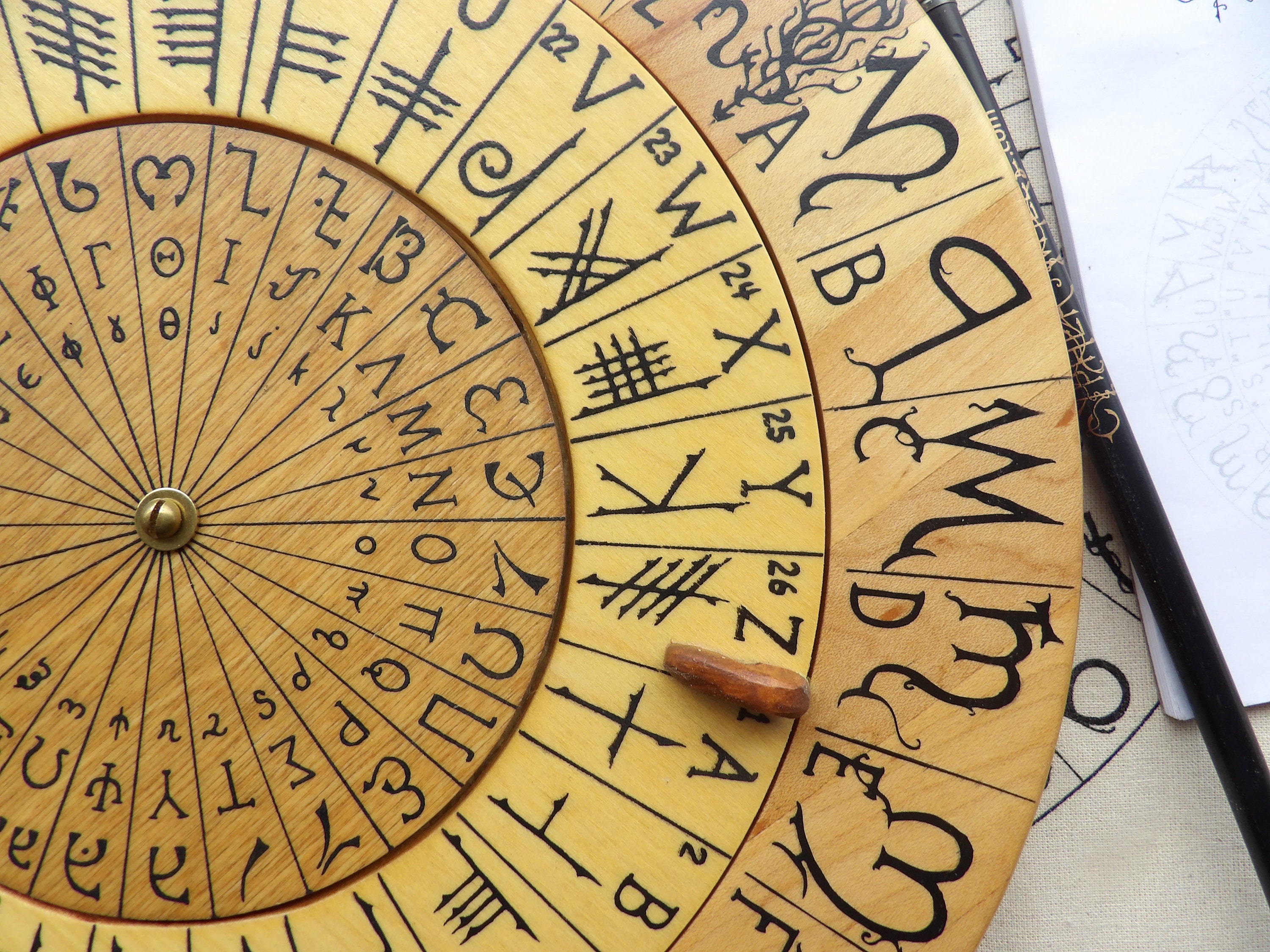 Cypher Wheel Cipher Wheel Wood Theban Ogham Enochian & | Etsy