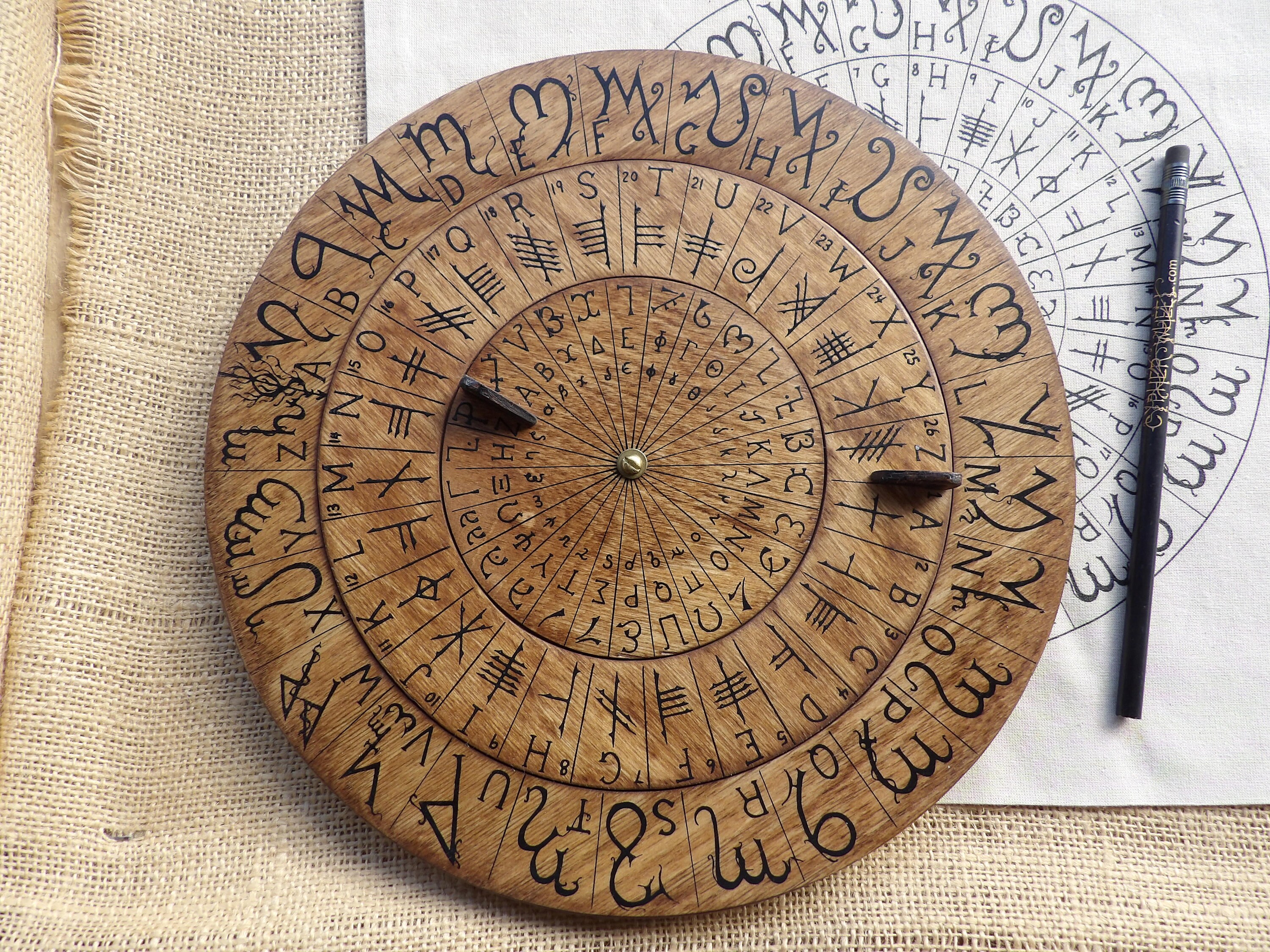 Cypher Wheel, Cipher Wheel, Theban, Ogham, Enochian, Runes, Cryptography, Secret Codes Treasure ...