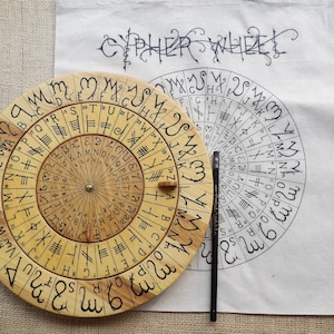 Handcrafted Maple Cypher Wheel: Runes, Theban, Ogham, Enochian