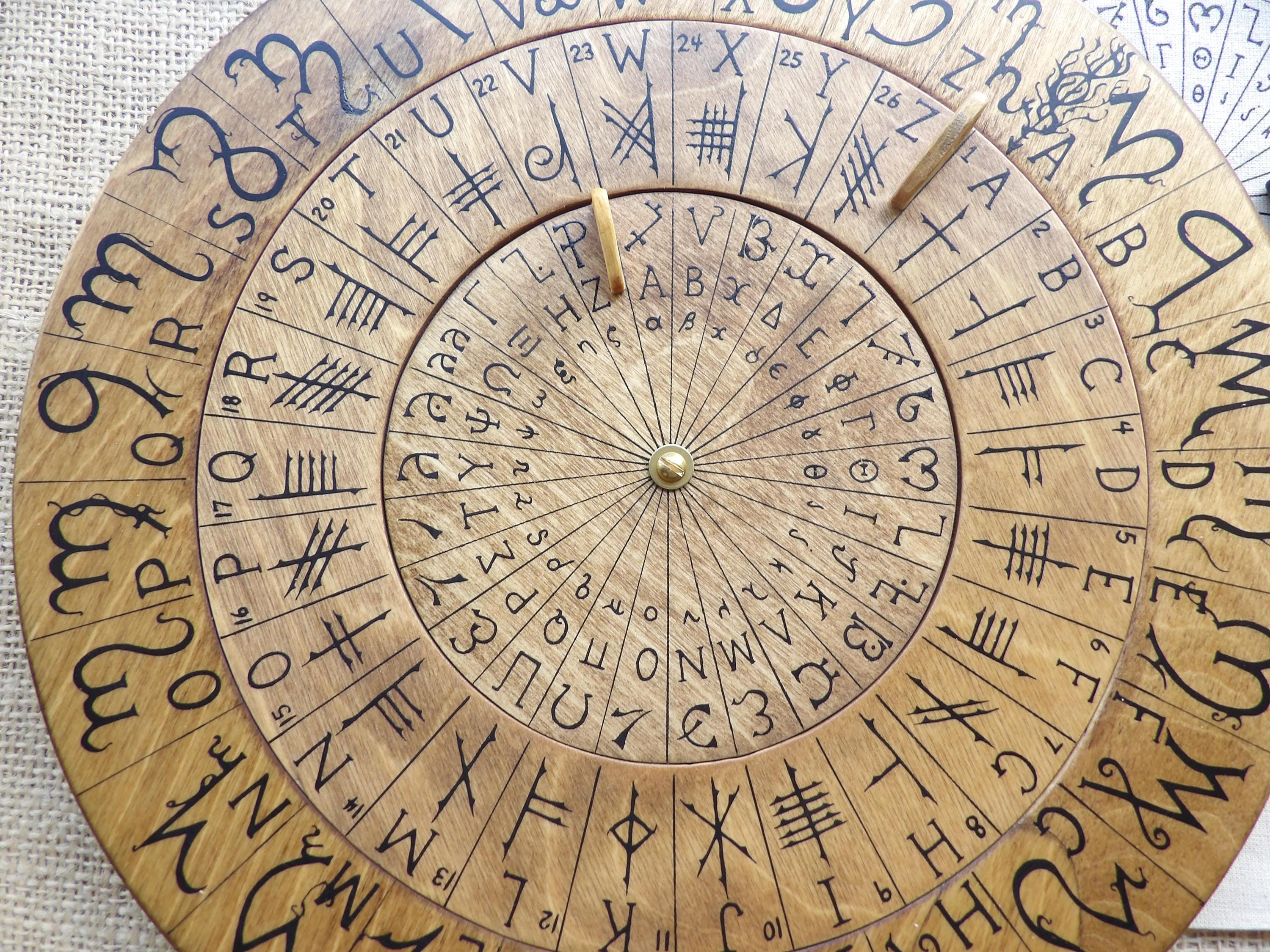 Handcrafted Cypher Wheel: Secret Codes, Runes, and Theban Alphabets - Etsy