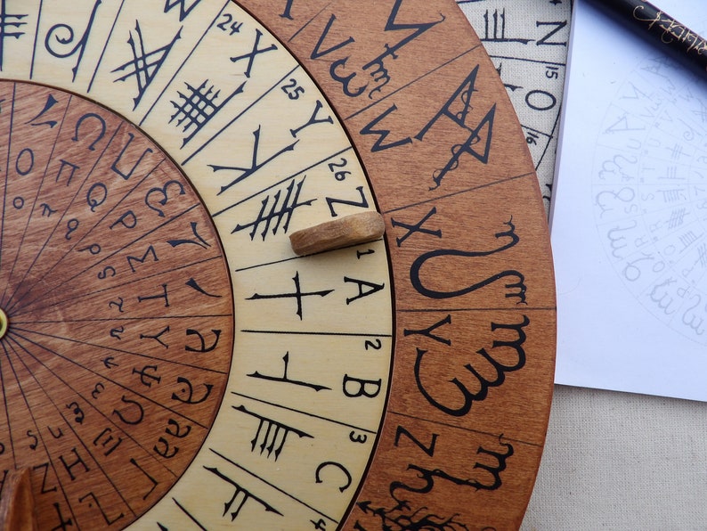 Cypher Wheel Cipher Wheel Theban Ogham Enochian Runes | Etsy