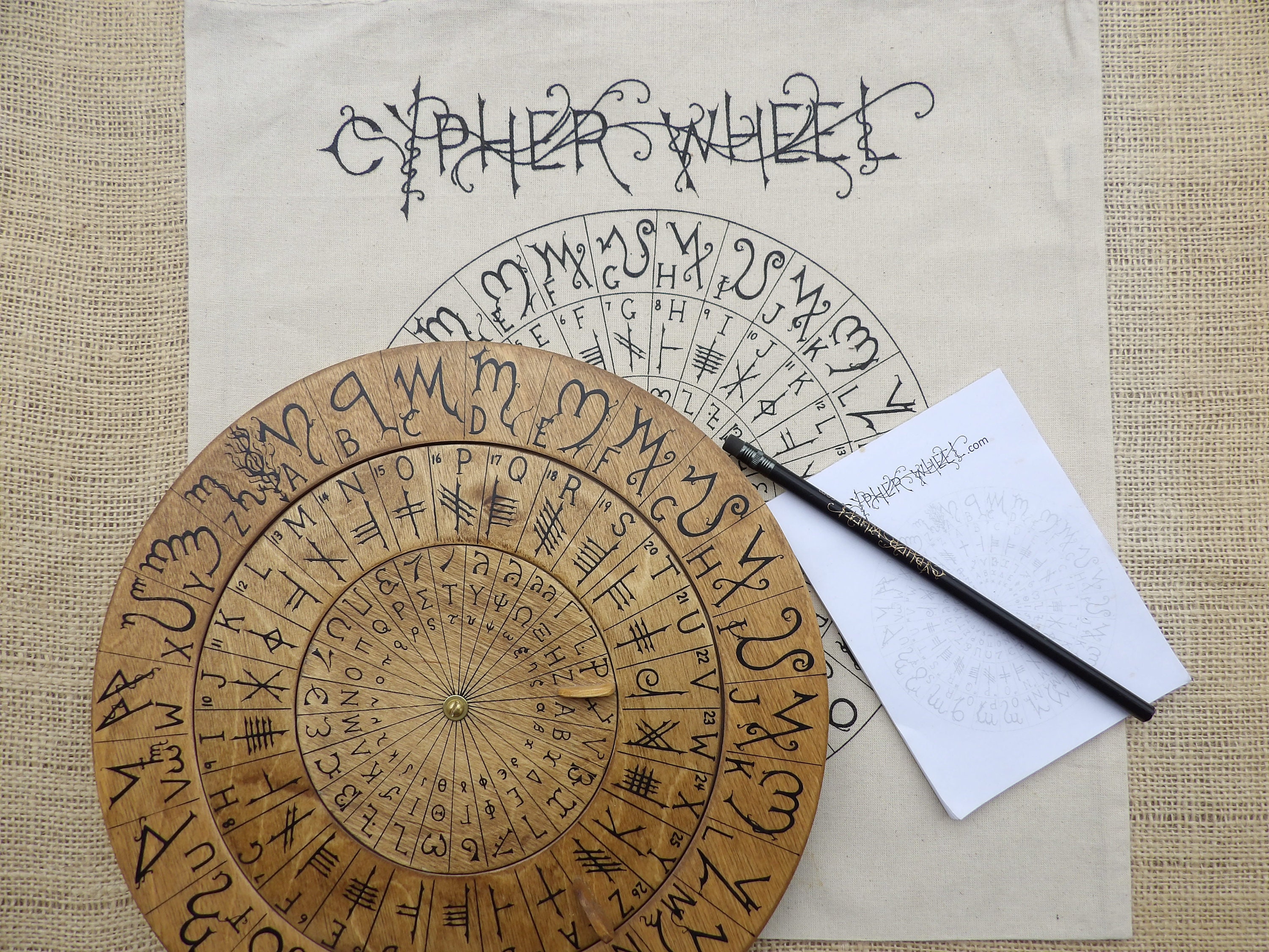 Cypher Wheel Cipher Wheel Theban Ogham Enochian Runes | Etsy