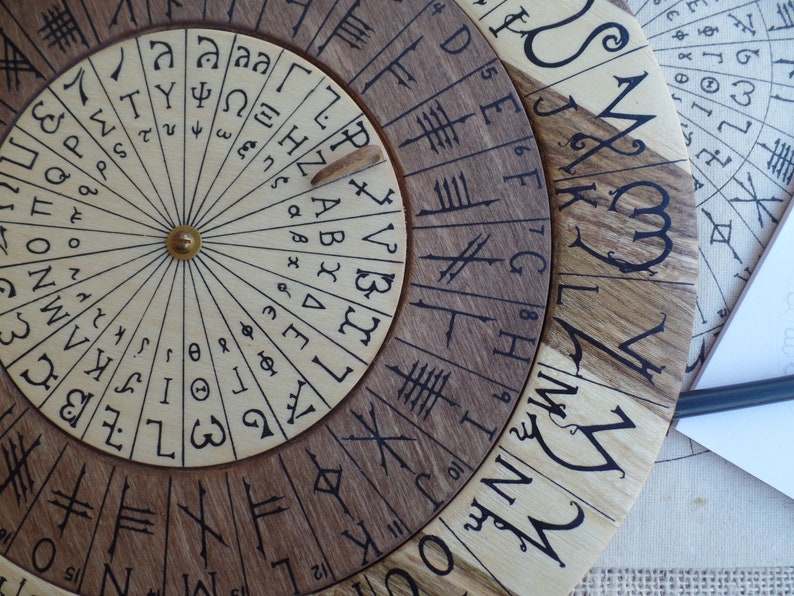 Cipher Wheel Cypher Wheel Wood Theban Ogham Enochian &amp; | Etsy