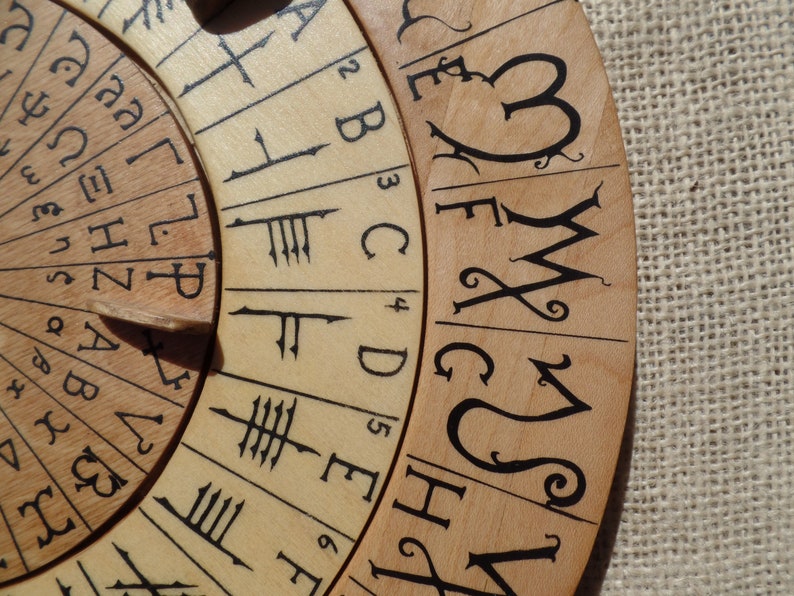 Cypher Wheel Cipher Wheel Wood Theban Ogham Enochian &amp; | Etsy