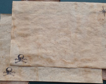 2 Treasure Maps, Fill in the Map Yourself, Blank Treasure Map, Aged Paper, Skull and Cross Bones, Authentic, Fun for Kids, 12 in. X 18 in.