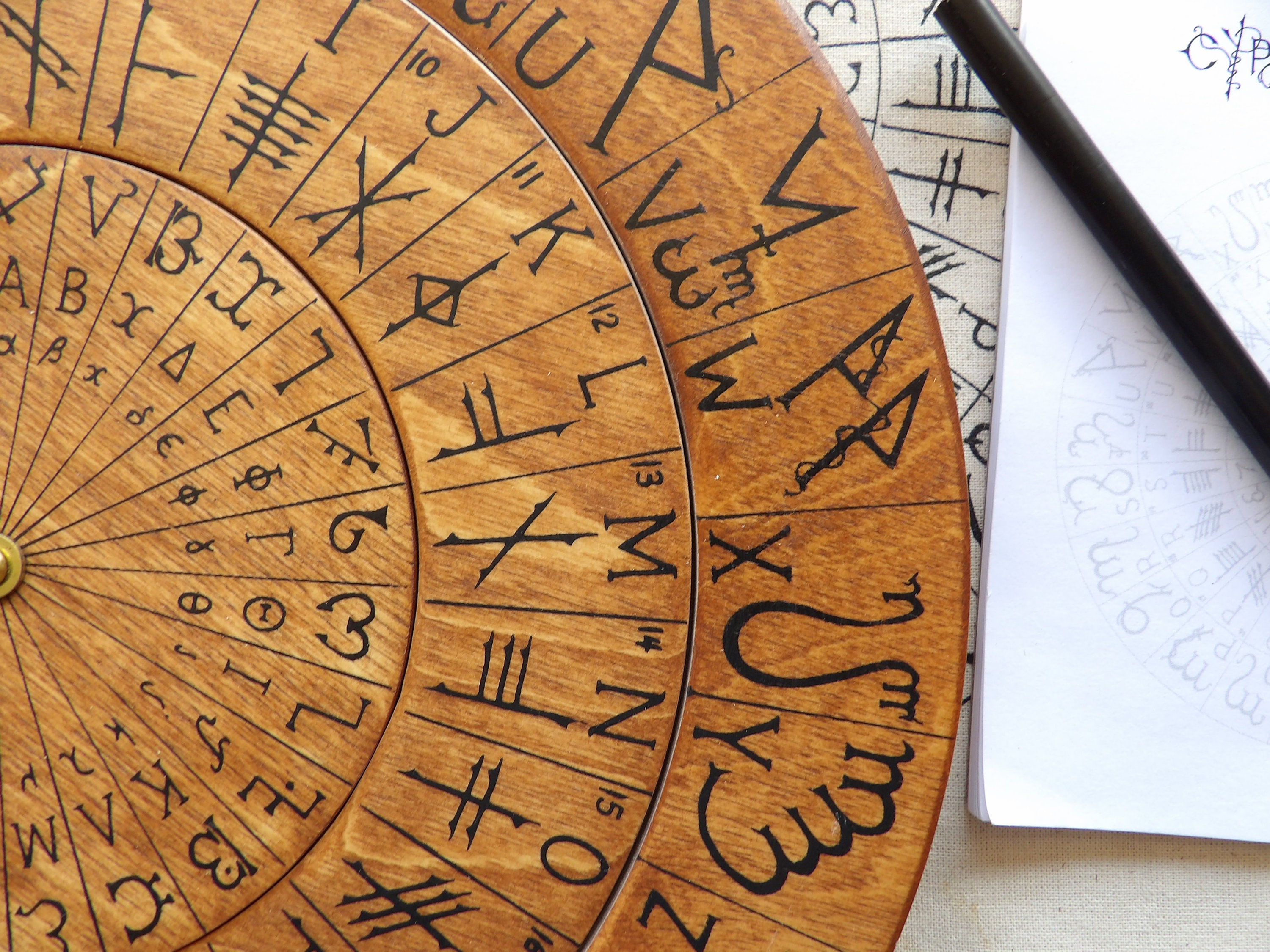 Cypher Wheel Cipher Wheel Theban Ogham Enochian Runes | Etsy