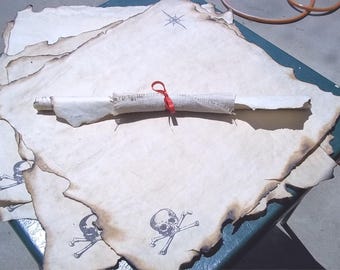 Treasure Map, Fill in the Map Yourself, Blank Treasure Map, Aged Paper, Skull and Cross Bones, Burnt Edges, Authentic, Summer Fun for Kids
