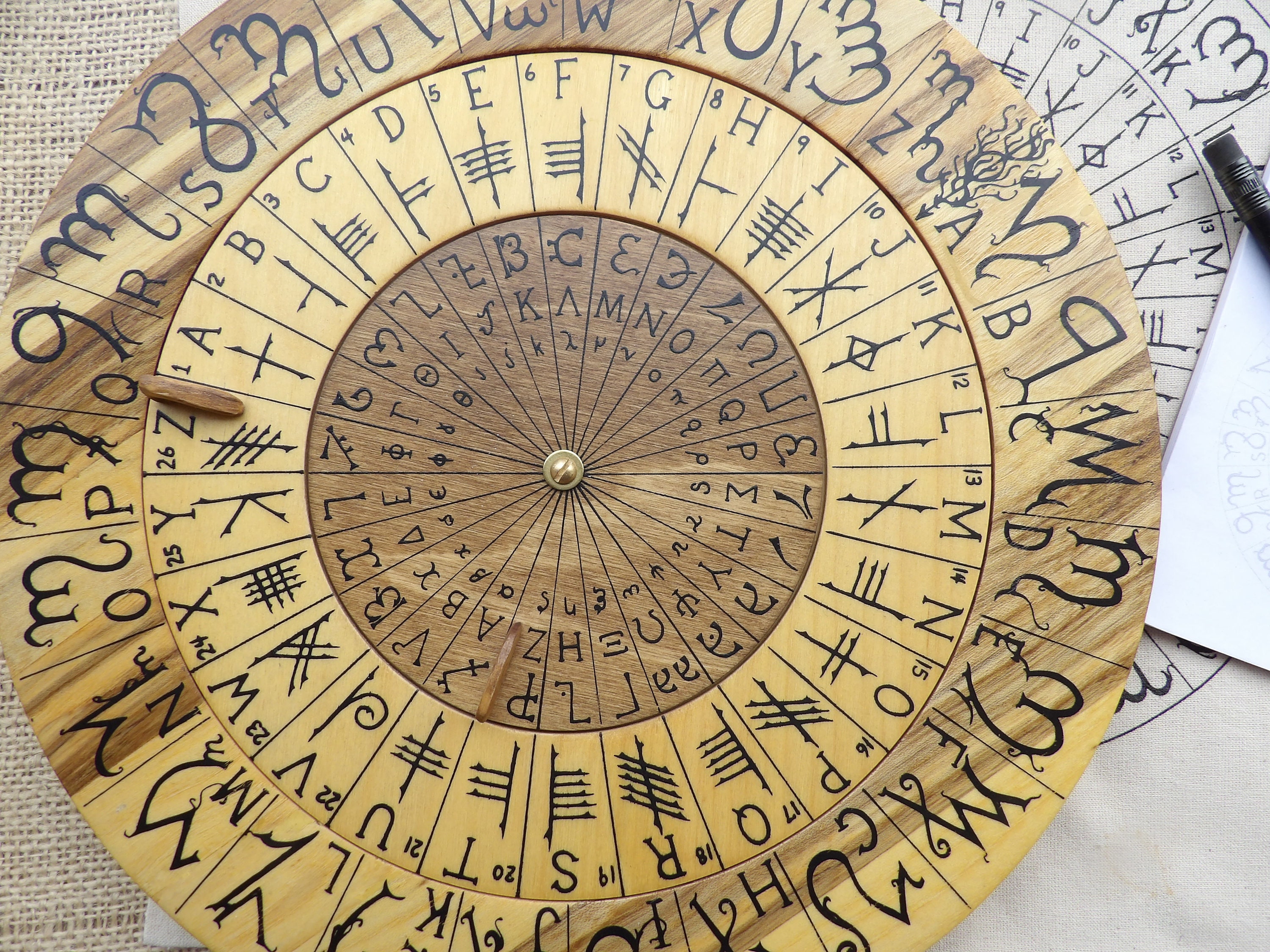 Cipher Wheel Cypher Wheel Wood Theban Ogham Enochian Rune | Etsy