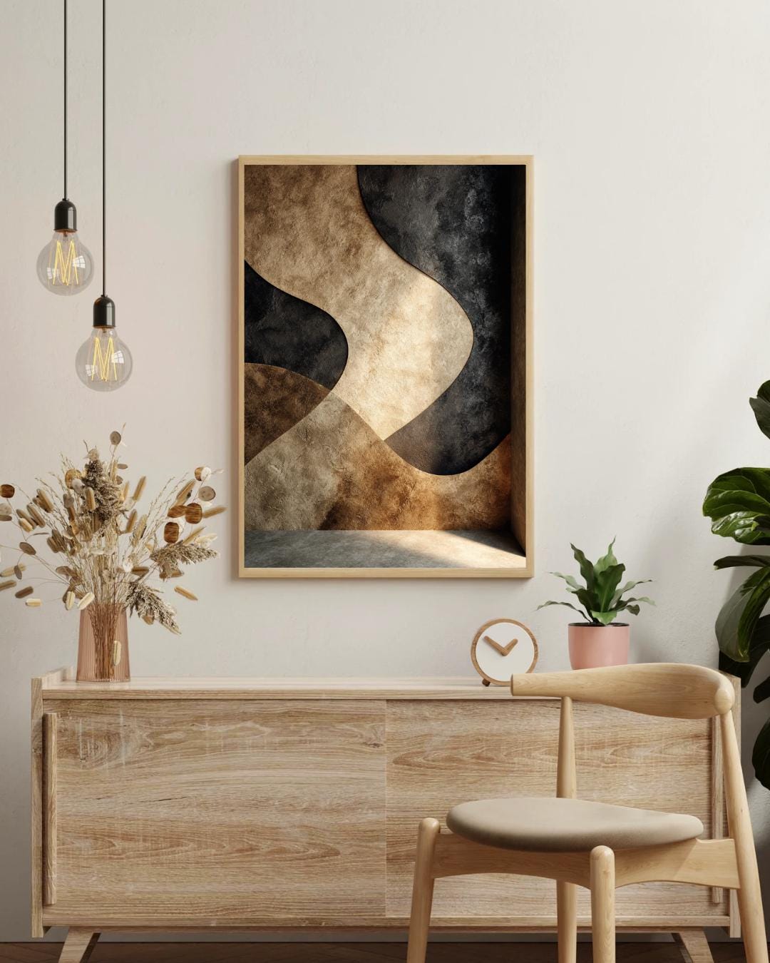 Black Gold Abstract Wall Art Print | Dramatic Bronze Brown Organic ...