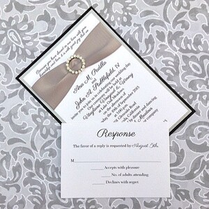 Classic Black, White, and Silver Wedding Invitation Set