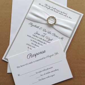 White and Silver Layered Invitation Set