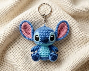 Crochet Stitch keychain Pattern PDF , Amigurumi Stitch , Stitch Bag Charm , Stitch Lover Gift , Angel keychain , Stitch doll , Photo Guide