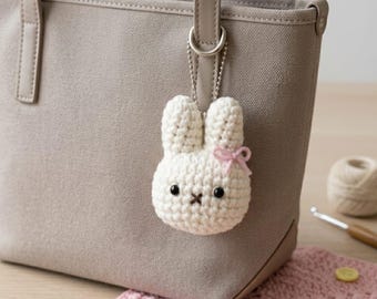 Crochet Miffy Keychain Pattern Pdf , Amigurumi Miffy , Crochet Mini Bunny , Miffy Bag Charm , Gift For Her , Photo Guide , Easy Crochet