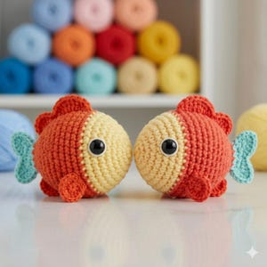 Wzór na szydełkową rybkę, Amigurumi, Miniaturowa kolorowa rybka szydełkowa, Brelok do kluczy z rybką, Zawieszka do torebki z rybką, Szydełkowanie dla początkujących