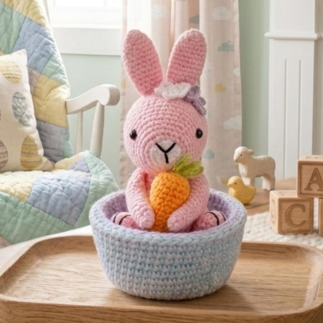 Easter Bunny Basket Crochet Pattern PDF | Amigurumi Rabbit | Spring ...