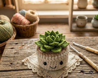 Crochet Succulent Pot Pattern , Amigurumi Succulent Plant  PDF , Crochet Flower Pot Pattern , Gift For Her , Photo Guide , Beginner Friendly