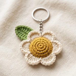 Häkeln Gänseblümchen Blume Schlüsselbund Muster Pdf, Amigurumi Gänseblümchen, Gänseblümchen Schlüsselbund, Gänseblümchen Tasche Zubehör, Geschenk für sie, Foto Guide Anfänger DIY