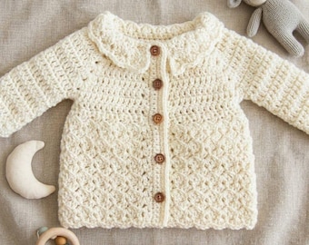 Crochet Baby Cardigan Pattern Pdf , Baby Sweater , Crochet Baby Outfit , Newborn Cardigan (0-24 Months) , Baby Shower Gift , Easy Crochet