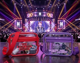 Bolsa transversal personalizada BTS ARIRANG, bolsa transparente para turnê mundial do BTS, bolsa transversal aprovada para shows em estádios, presente para fãs do Bangtan, presente para shows de K-Pop