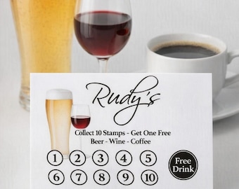 Tarjetas de fidelización personalizadas de doble cara / Tarjeta perforada con sello comercial (55 x 85 mm)