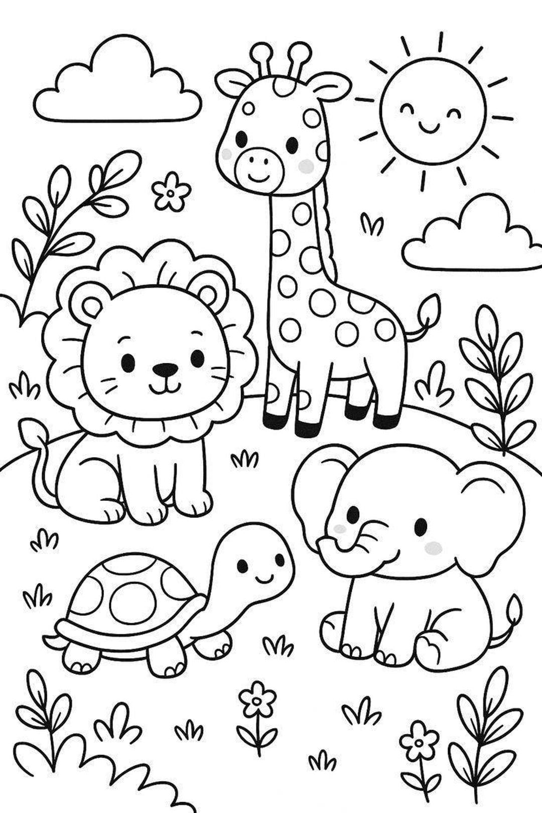 Printable Safari Animal Coloring Pages for Kids | - Etsy