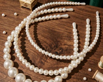 Set med hårband i konstpärlor (3 st), eleganta håraccessoarer för kvinnor, klassiska hårband i pärlor för formella och vardagliga kläder, söt present till henne