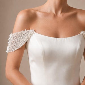 Bretelles de mariée amovibles en dentelle florale 3D ivoire souple, manches épaules dénudées