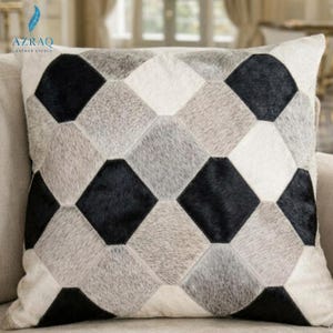 Handmade Luxury Cowhide Patchwork Pillow Cover | Hair On Hide Cushion | Modern Home Decor