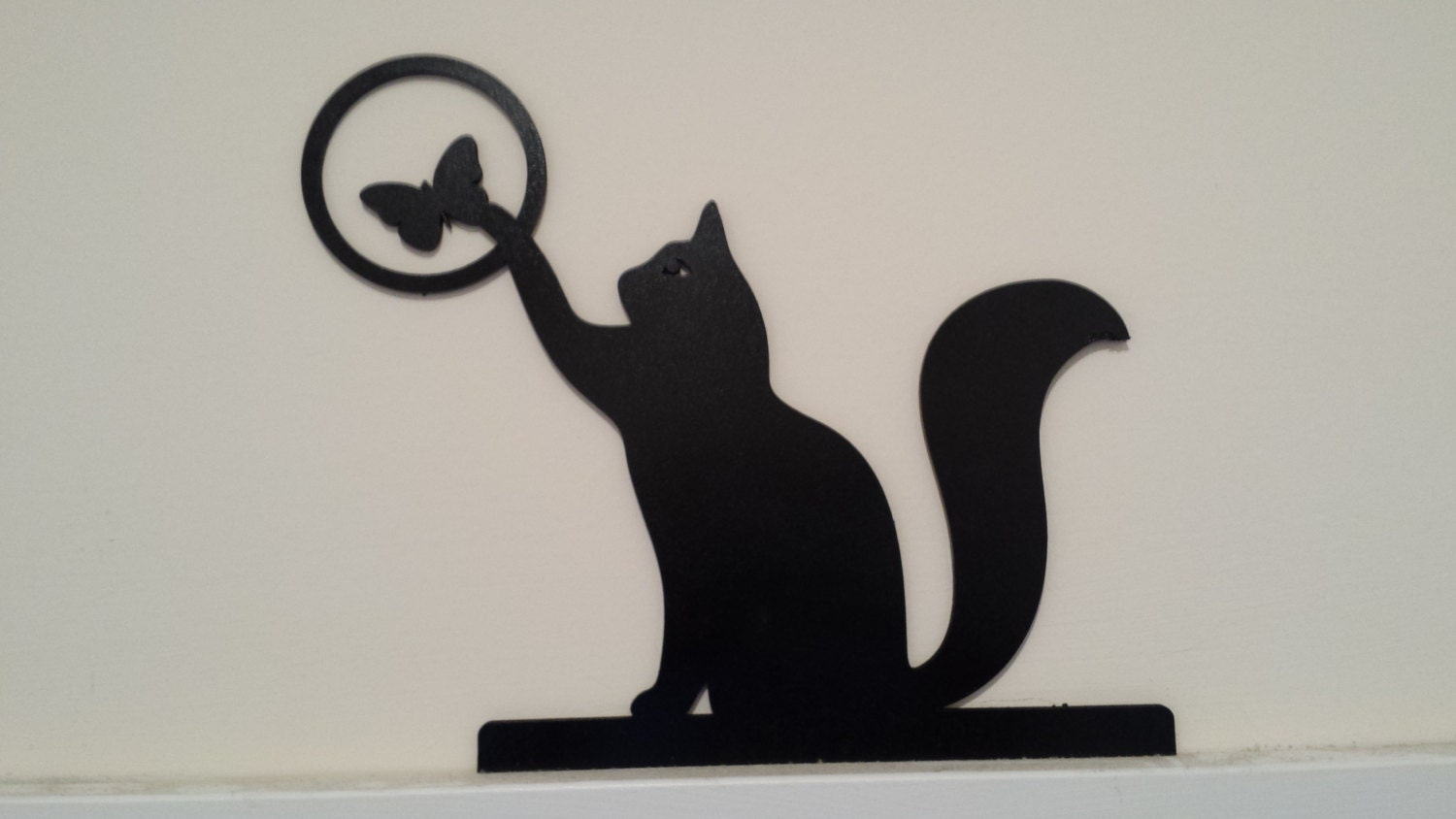 Window Topper Handcrafted & Painted Cat & Bird Playful Cat Silhouette Door Window Topper Handcrafted & Painted Cat & Bird Playful Cat Silhouette Door
