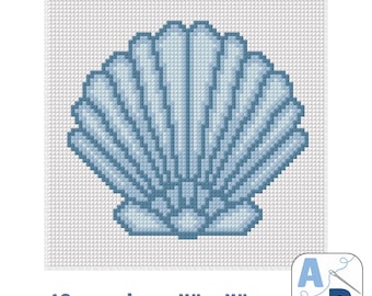 Clam Shell Digital Needlepoint Chart, 18 mesh, 4 x 4 inches