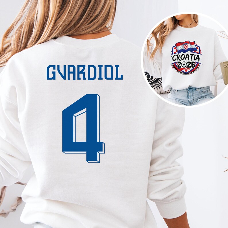 Koszulka piłkarska dwustronna z Chorwacji w stylu prezentu, koszulka z grafiką Gvardiol #4 Star Player, koszulka unisex inspirowana kibicami Mistrzostw Świata w Piłce Nożnej zdjęcie 4