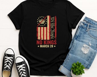 We The People No Kings Shirt, Patriotic USA Flag Tee, Anti Crown America Hoodie, Vintage Fourth Of July Shirt
