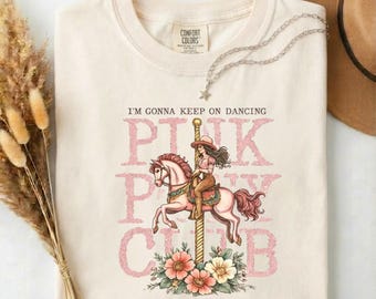 Camiseta Comfort Colors Pink Pony Club, Camiseta "I'm Gonna Keep On Dancing", Camiseta da Turnê Midwest Princess 2024, Camiseta WLW Pride Music