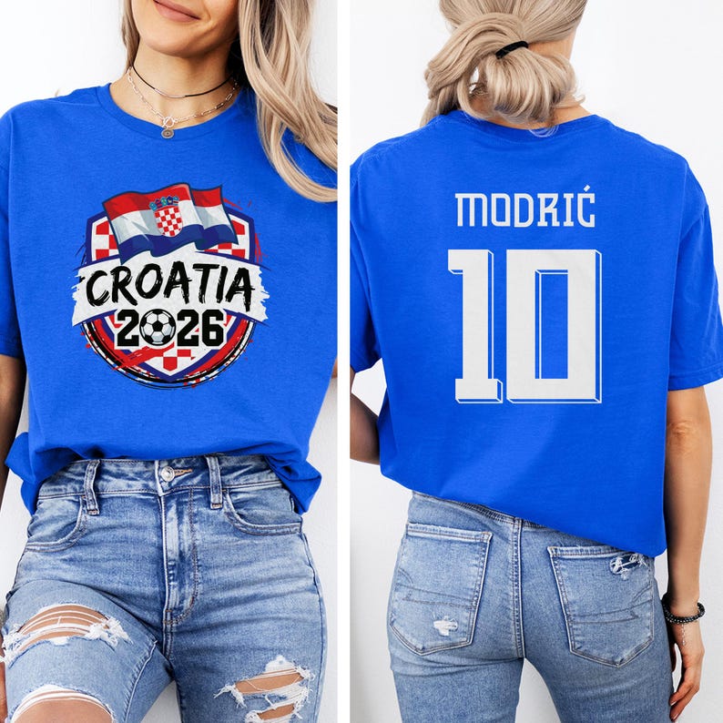 Koszulka piłkarska dwustronna z Chorwacji w stylu prezentu, inspirowana fanami Mistrzostw Świata w Piłce Nożnej, koszulka z grafiką Modricia #10 Star Player, koszulka unisex zdjęcie 11