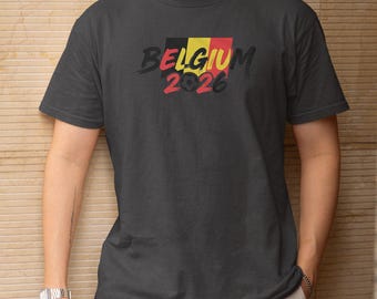 Football Supporters Sports Gift, Belgium Flag Animated Tribute for Fans Graphic Tee, Soccer World Tournament Inspired Design Unisex T-Shirt