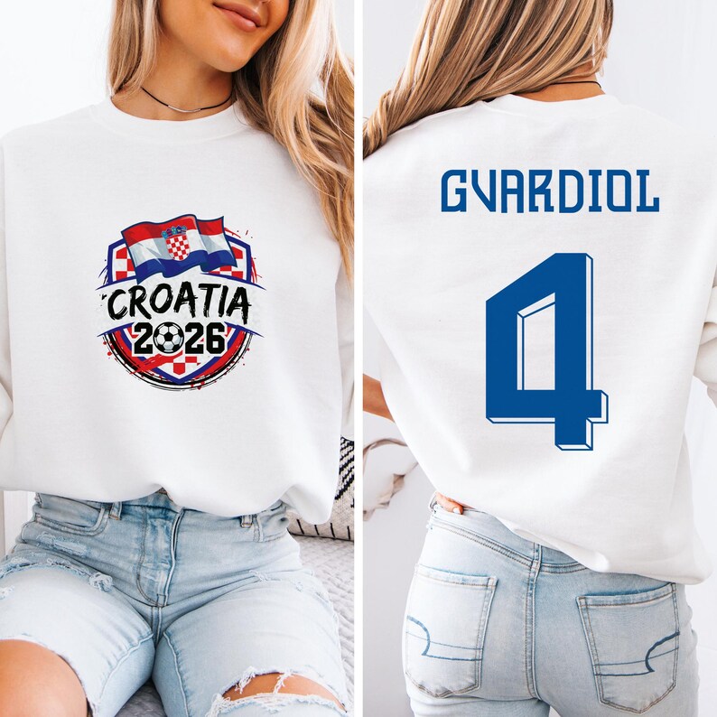 Koszulka piłkarska dwustronna z Chorwacji w stylu prezentu, koszulka z grafiką Gvardiol #4 Star Player, koszulka unisex inspirowana kibicami Mistrzostw Świata w Piłce Nożnej zdjęcie 7