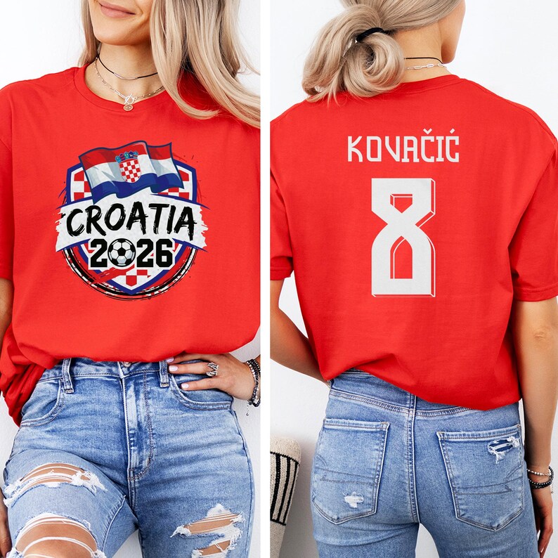 Croatia Star Player Kovacic #8 Graphic Tee, World Tournament Football Fans Gift, 2-Sided Soccer Jersey Style Soccer Unisex T-Shirt image 6