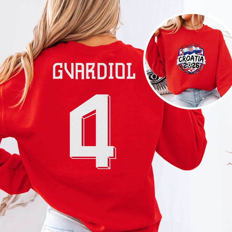Koszulka piłkarska dwustronna z Chorwacji w stylu prezentu, koszulka z grafiką Gvardiol #4 Star Player, koszulka unisex inspirowana kibicami Mistrzostw Świata w Piłce Nożnej zdjęcie 12