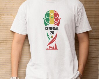Animated World Tournament Trophy Design, Senegal Flag Tribute Style Soccer Graphic Tee, Football Inspired Gift for Fans Unisex T-Shirt