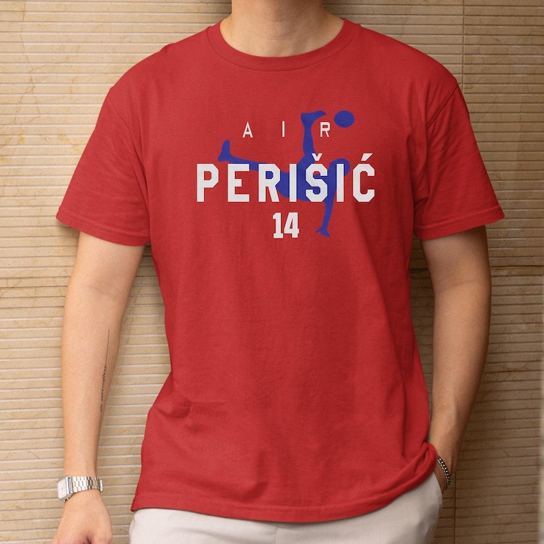 Croatia Football Gift, Air Perišić #14 Animated Soccer Graphic Tee, 2026 USA World Tournament Inspired Star Player Unisex T-Shirt image 1
